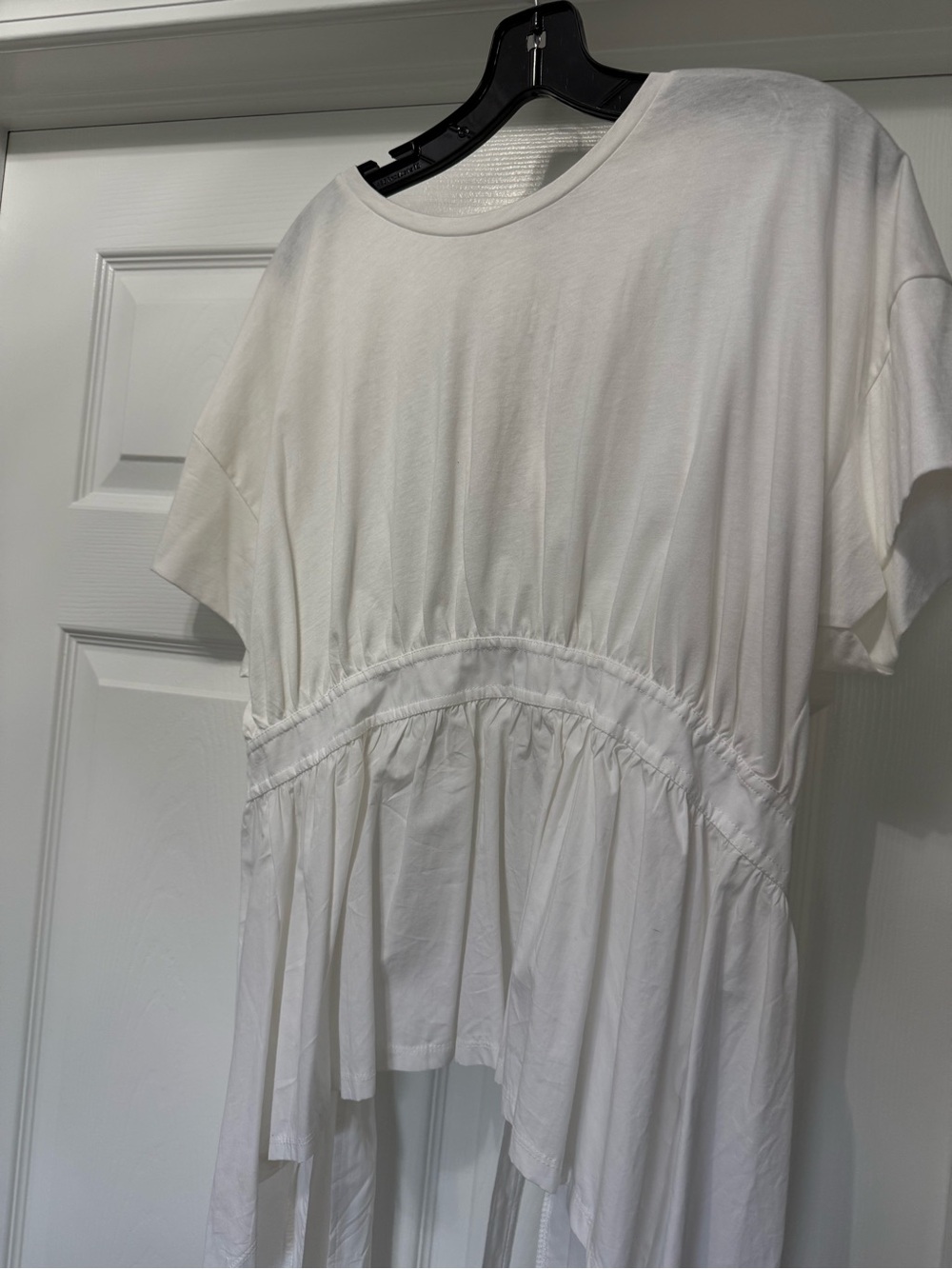 Zara White High-Low Peplum Tunic Top